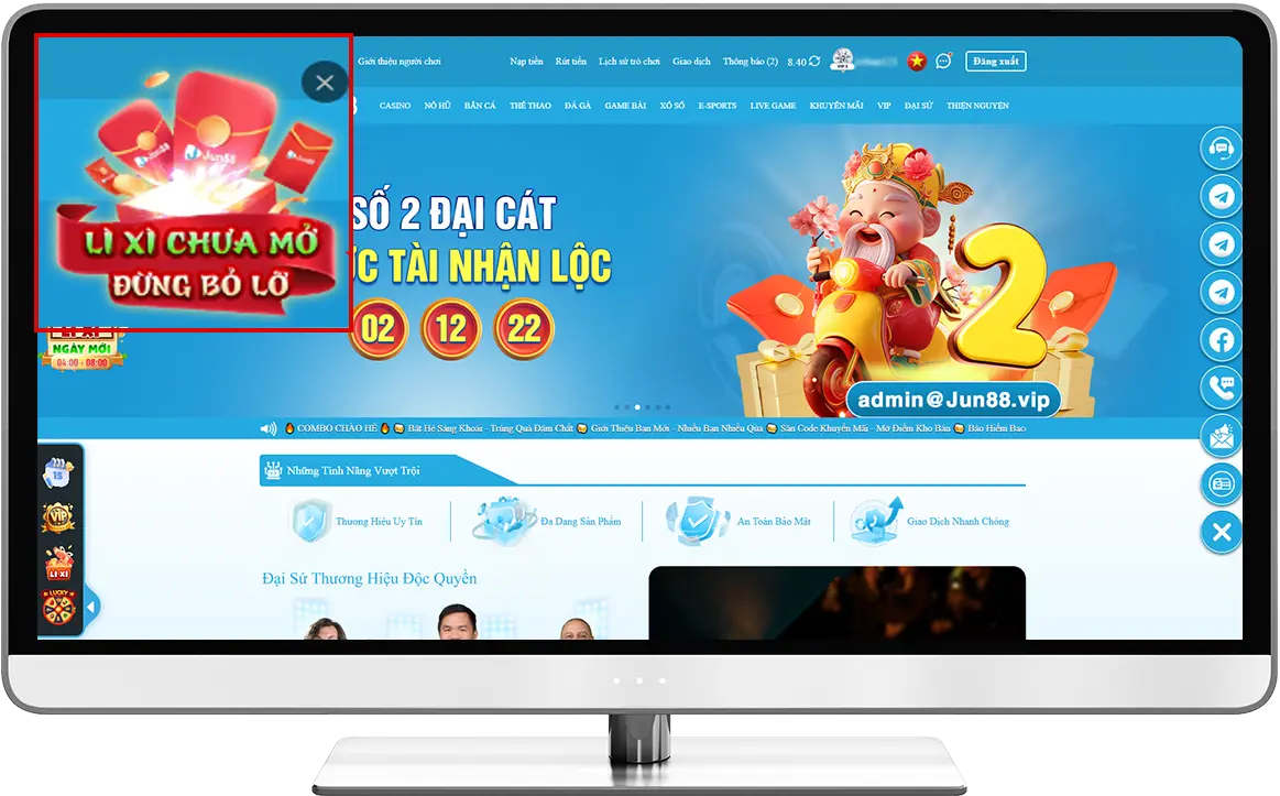 BƯỚC 1: BẤM VÀO LÌ XÌ CHƯA MỞ TẠI TRANG CHỦ NHẬN NGAY QUÀ TẶNG